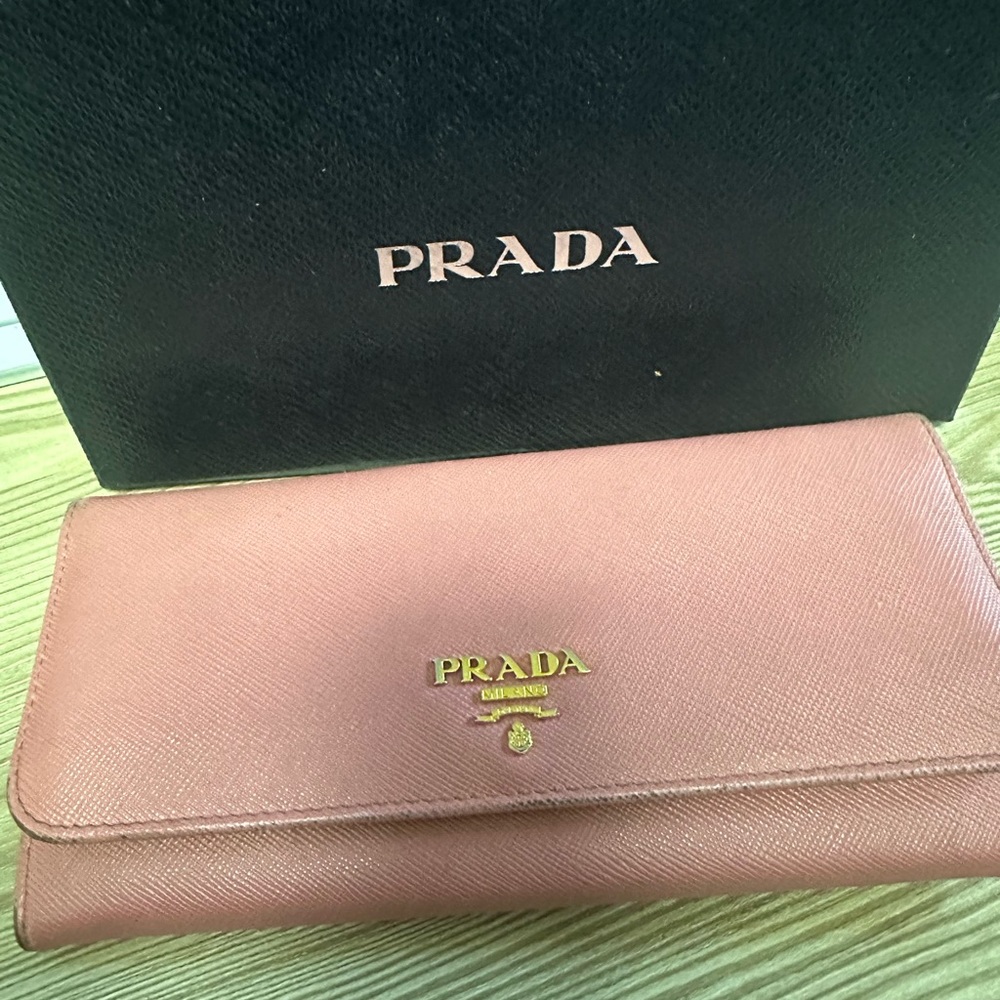 Prada saffiano lux leather continental wallet